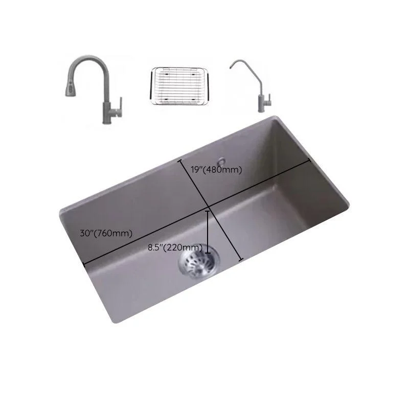 Modern Kitchen Sink Rectangular Grey Tap Pull-out Anti-spill Sink -Bathlova