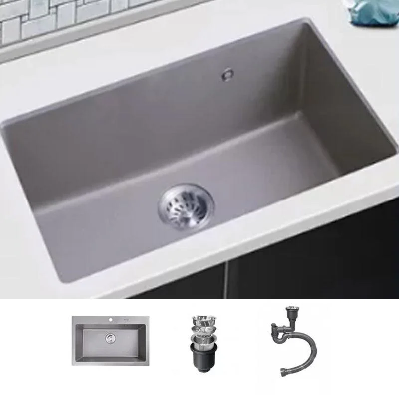 Modern Kitchen Sink Rectangular Grey Tap Pull-out Anti-spill Sink -Bathlova