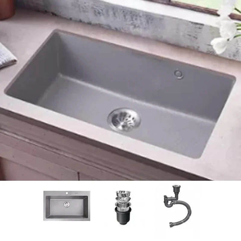 Modern Kitchen Sink Rectangular Grey Tap Pull-out Anti-spill Sink -Bathlova