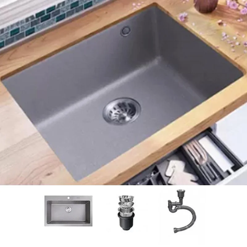 Modern Kitchen Sink Rectangular Grey Tap Pull-out Anti-spill Sink -Bathlova