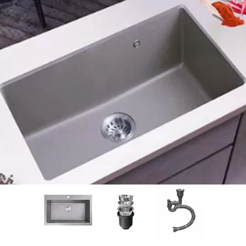 Modern Kitchen Sink Rectangular Grey Tap Pull-out Anti-spill Sink -Bathlova