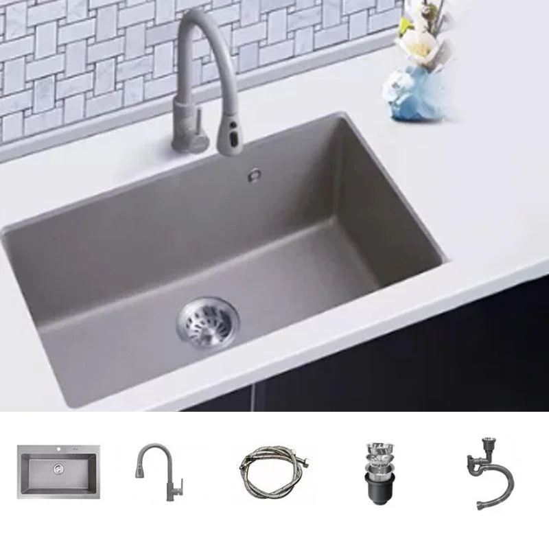 Modern Kitchen Sink Rectangular Grey Tap Pull-out Anti-spill Sink -Bathlova