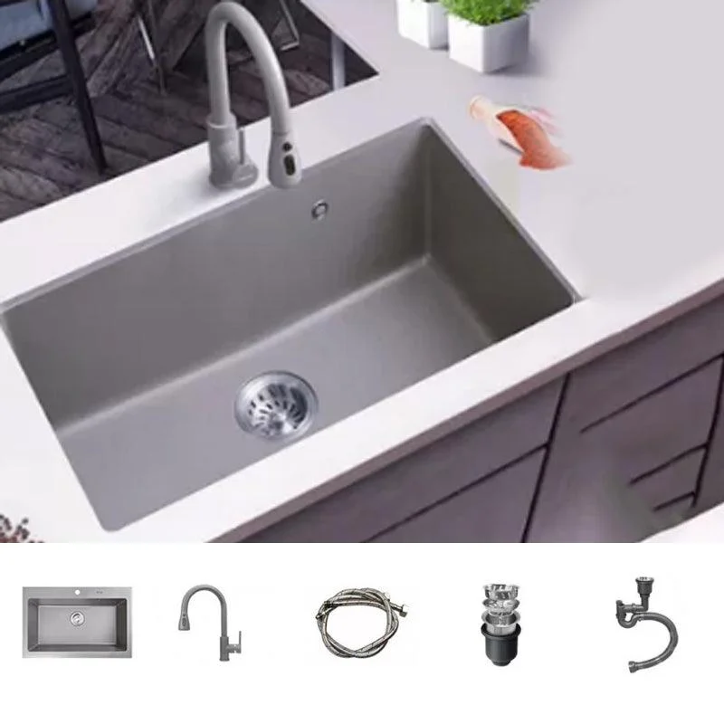 Modern Kitchen Sink Rectangular Grey Tap Pull-out Anti-spill Sink -Bathlova