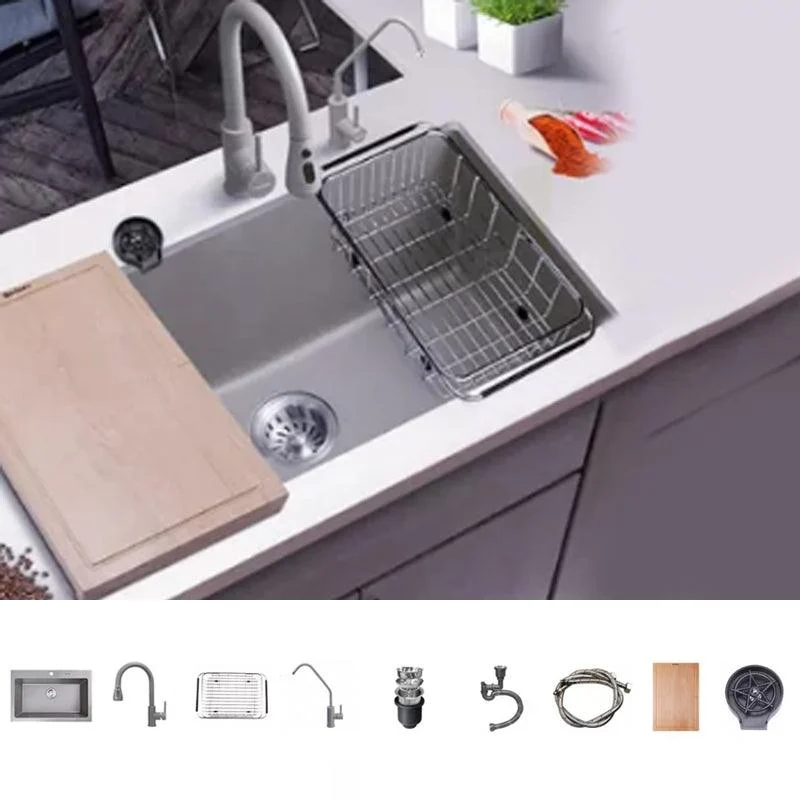 Modern Kitchen Sink Rectangular Grey Tap Pull-out Anti-spill Sink -Bathlova