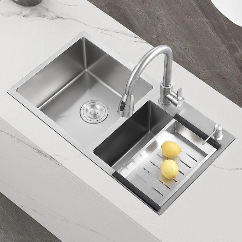 Modern Kitchen Sink Rectangular Stainless Sink with Kitchen Pull-out Tap -Bathlova