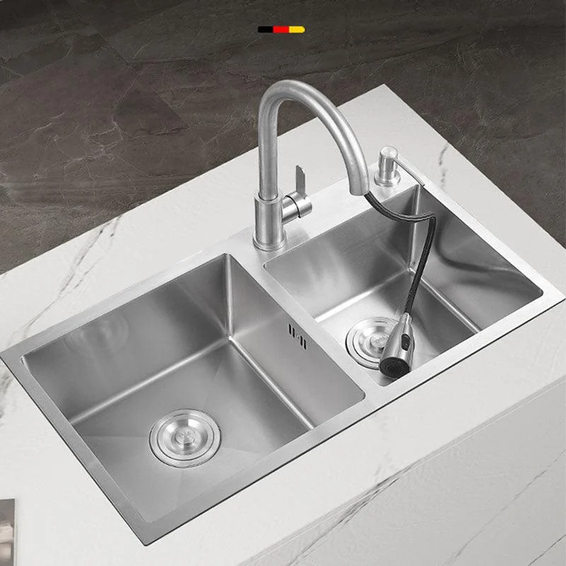 Modern Kitchen Sink Rectangular Stainless Sink with Kitchen Pull-out Tap -Bathlova