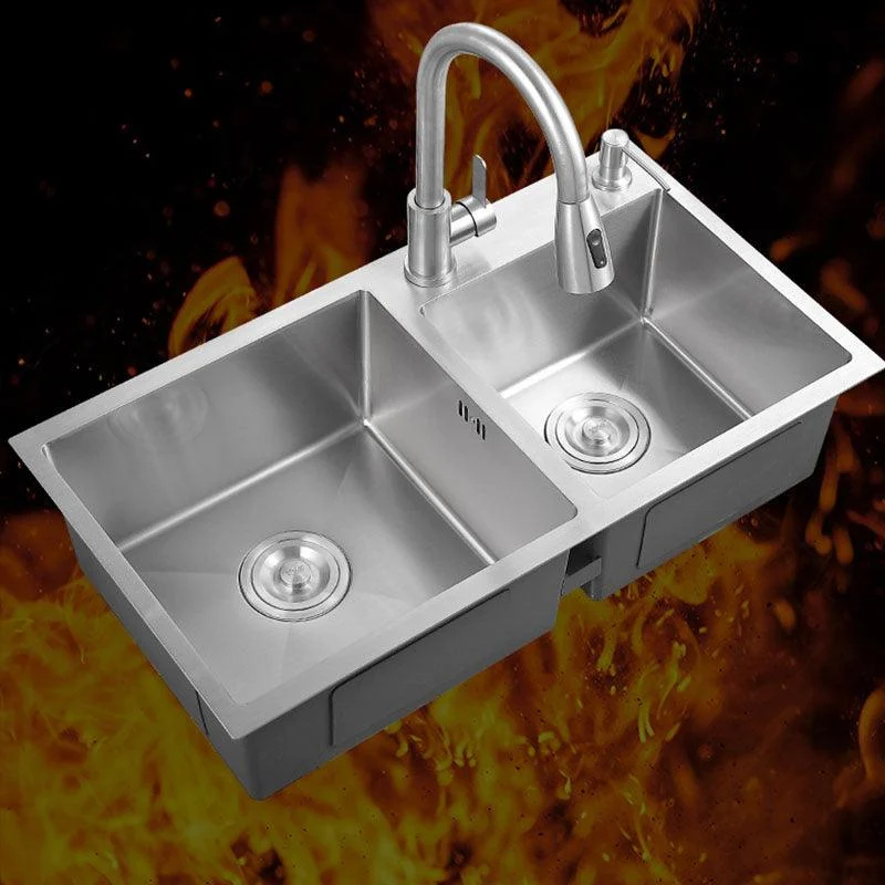 Modern Kitchen Sink Rectangular Stainless Sink with Kitchen Pull-out Tap -Bathlova