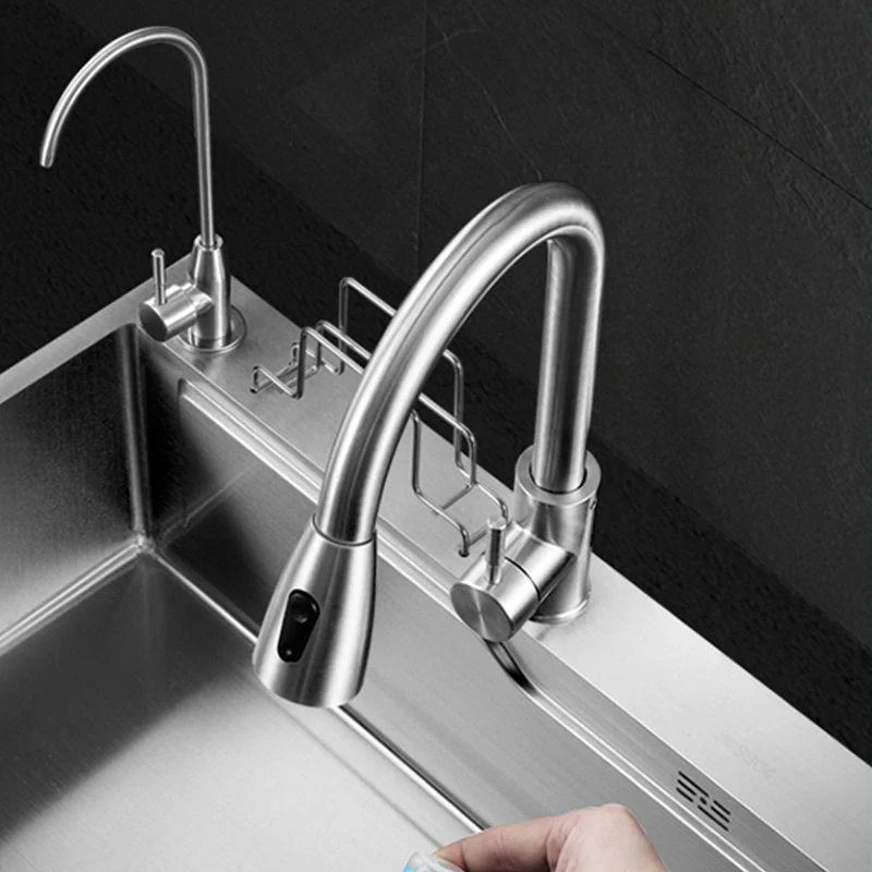 Modern Kitchen Sink Single Bowl Overflow Hole Stainless Steel Workstation Sink with Tap -Bathlova