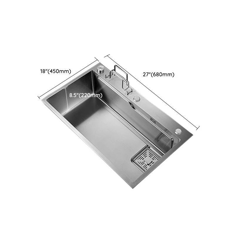 Modern Kitchen Sink Single Bowl Overflow Hole Stainless Steel Workstation Sink with Tap -Bathlova