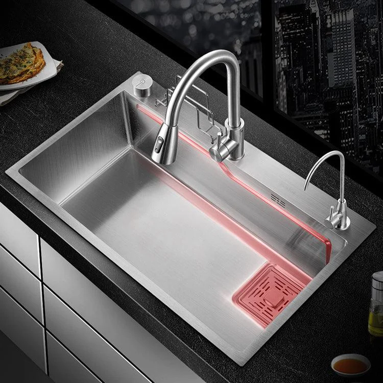 Modern Kitchen Sink Single Bowl Overflow Hole Stainless Steel Workstation Sink with Tap -Bathlova