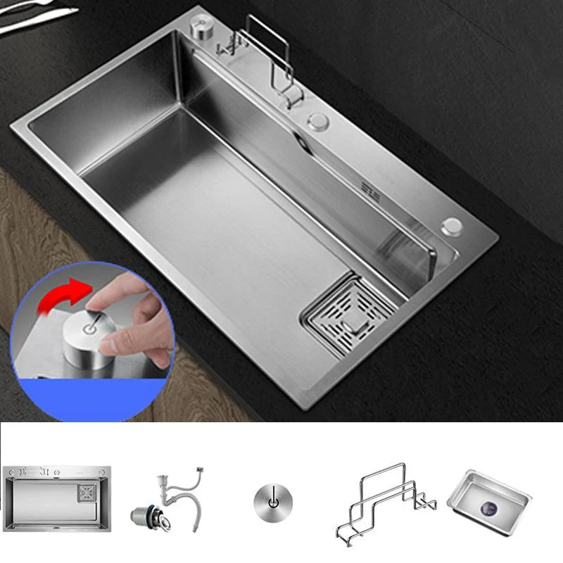 Modern Kitchen Sink Single Bowl Overflow Hole Stainless Steel Workstation Sink with Tap -Bathlova