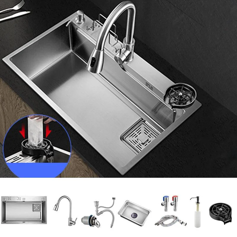 Modern Kitchen Sink Single Bowl Overflow Hole Stainless Steel Workstation Sink with Tap -Bathlova