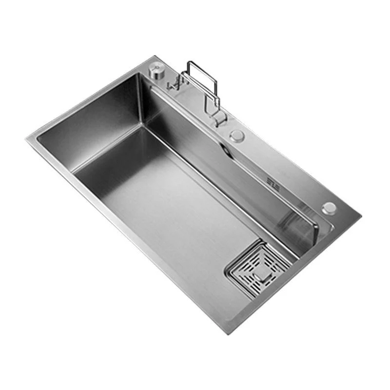 Modern Kitchen Sink Single Bowl Overflow Hole Stainless Steel Workstation Sink with Tap -Bathlova