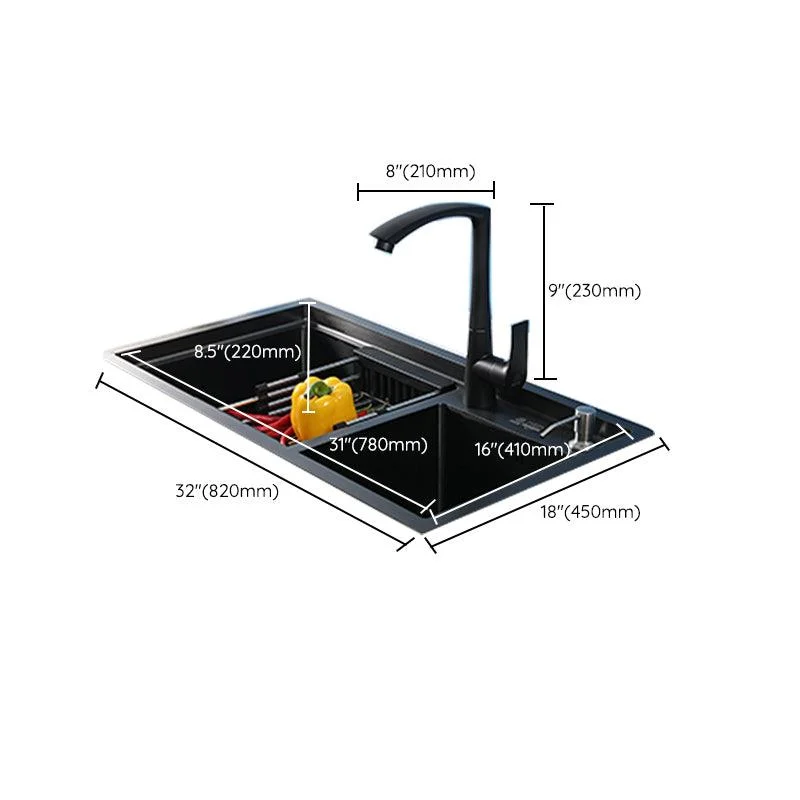 Modern Kitchen Sink Stainless Steel 2 Holes Drop-In Wear-resistant Kitchen Sink -Bathlova