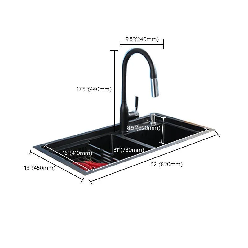 Modern Kitchen Sink Stainless Steel 2 Holes Drop-In Wear-resistant Kitchen Sink -Bathlova