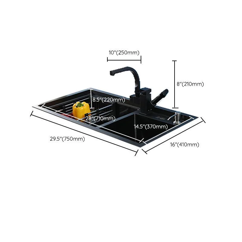 Modern Kitchen Sink Stainless Steel 2 Holes Drop-In Wear-resistant Kitchen Sink -Bathlova