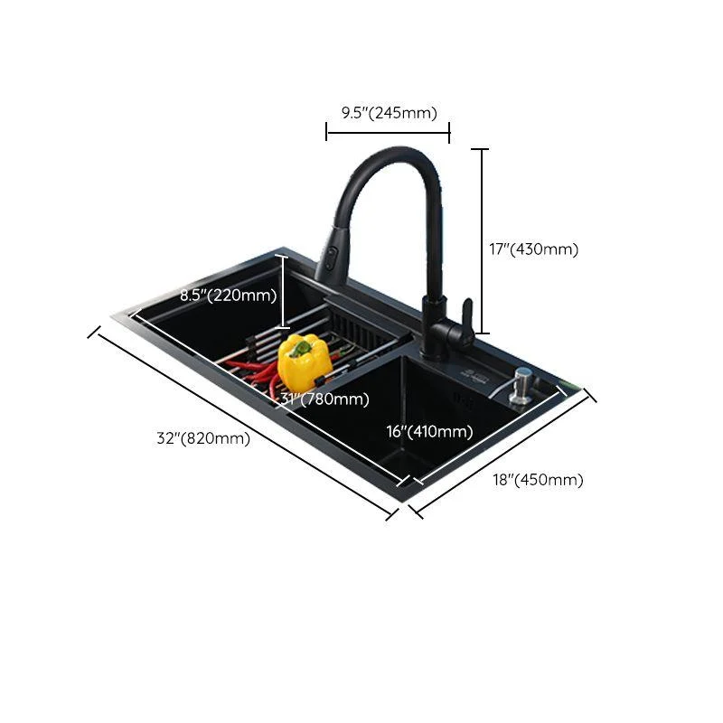 Modern Kitchen Sink Stainless Steel 2 Holes Drop-In Wear-resistant Kitchen Sink -Bathlova