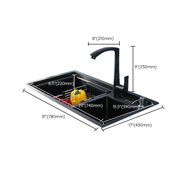 Modern Kitchen Sink Stainless Steel 2 Holes Drop-In Wear-resistant Kitchen Sink -Bathlova