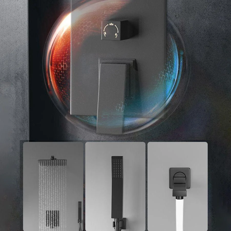 Modern Pressure Balanced Diverter Valve Shower Tap Metal Shower System on Wall -Bathlova