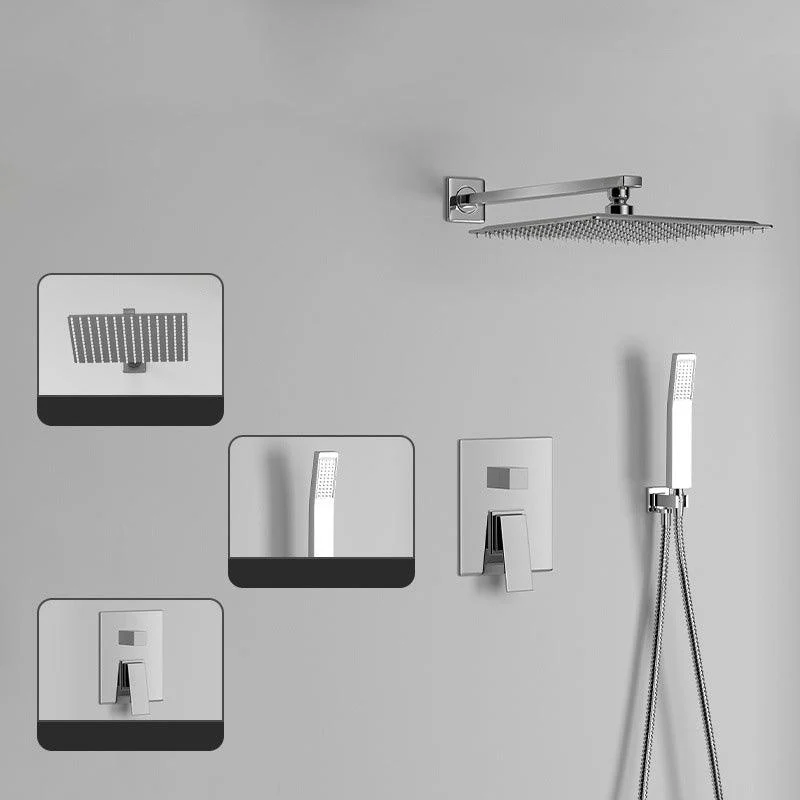 Modern Pressure Balanced Diverter Valve Shower Tap Metal Shower System on Wall -Bathlova