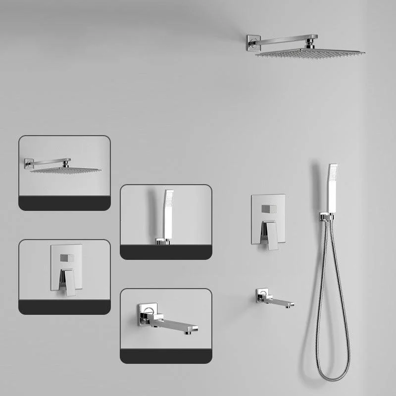 Modern Pressure Balanced Diverter Valve Shower Tap Metal Shower System on Wall -Bathlova