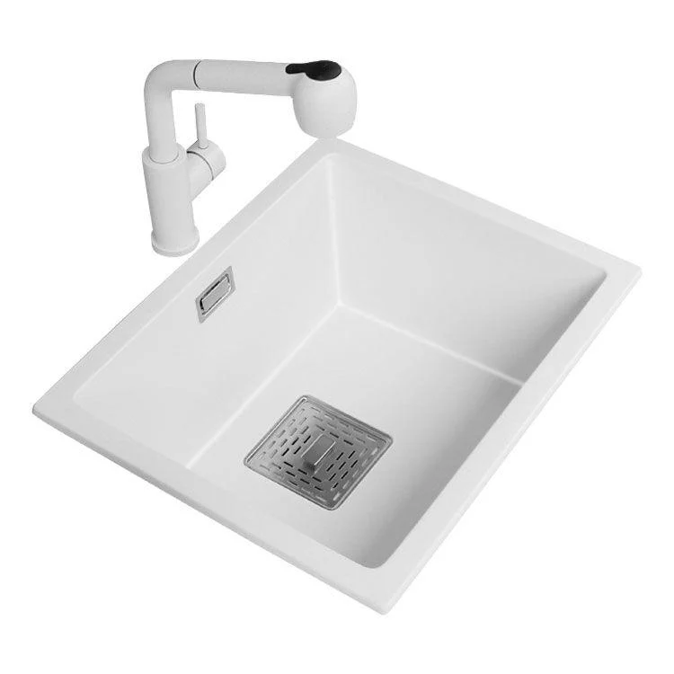 Modern Quartz Sink Solid Color Square Single Bowl Kitchen Sink -Bathlova