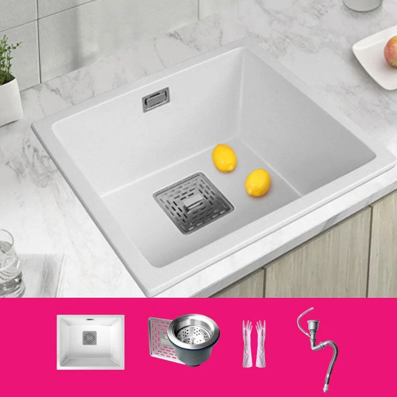 Modern Quartz Sink Solid Color Square Single Bowl Kitchen Sink -Bathlova