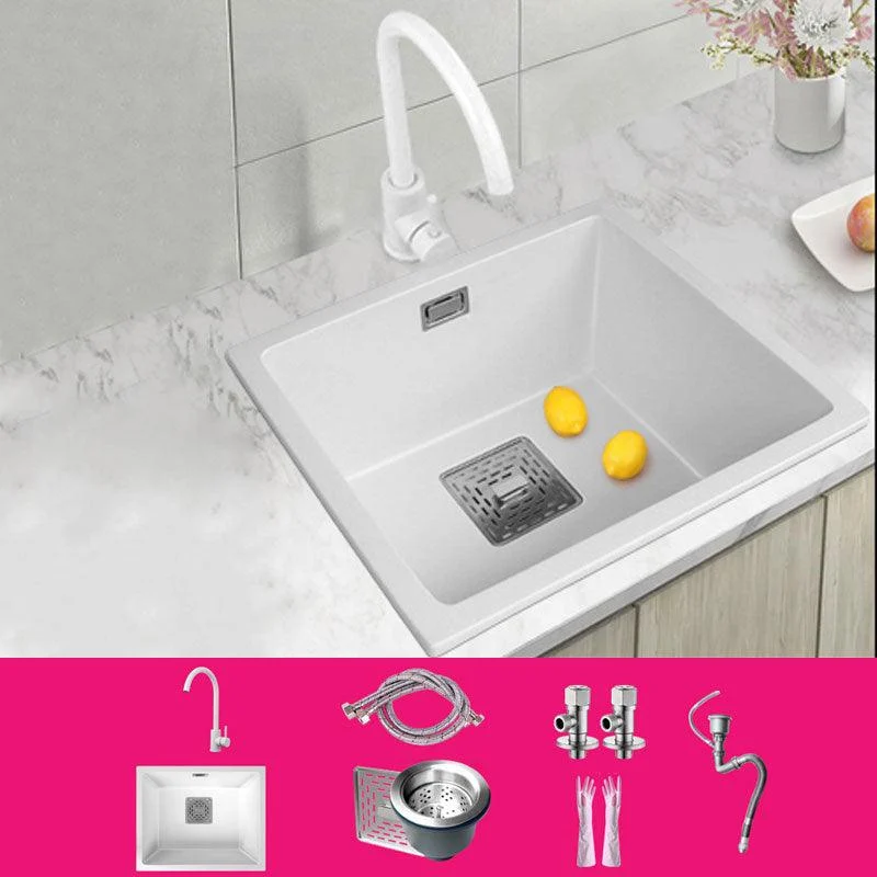 Modern Quartz Sink Solid Color Square Single Bowl Kitchen Sink -Bathlova