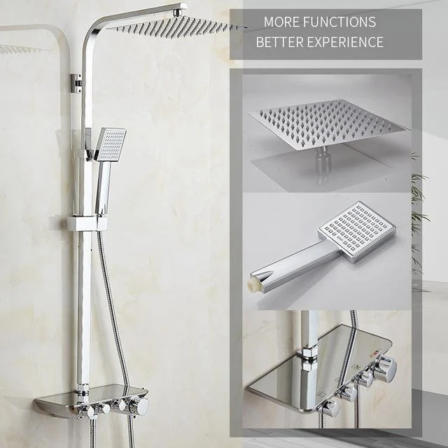 Modern Rainfall Thermostatic Shower Tap Set With Hand and Head Shower Set -Bathlova