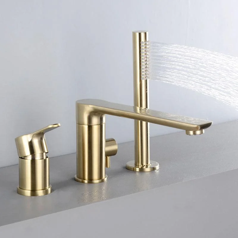 Modern Roman Tub Filler Copper with Hand Shower Deck Mounted Roman Tub Tap -Bathlova