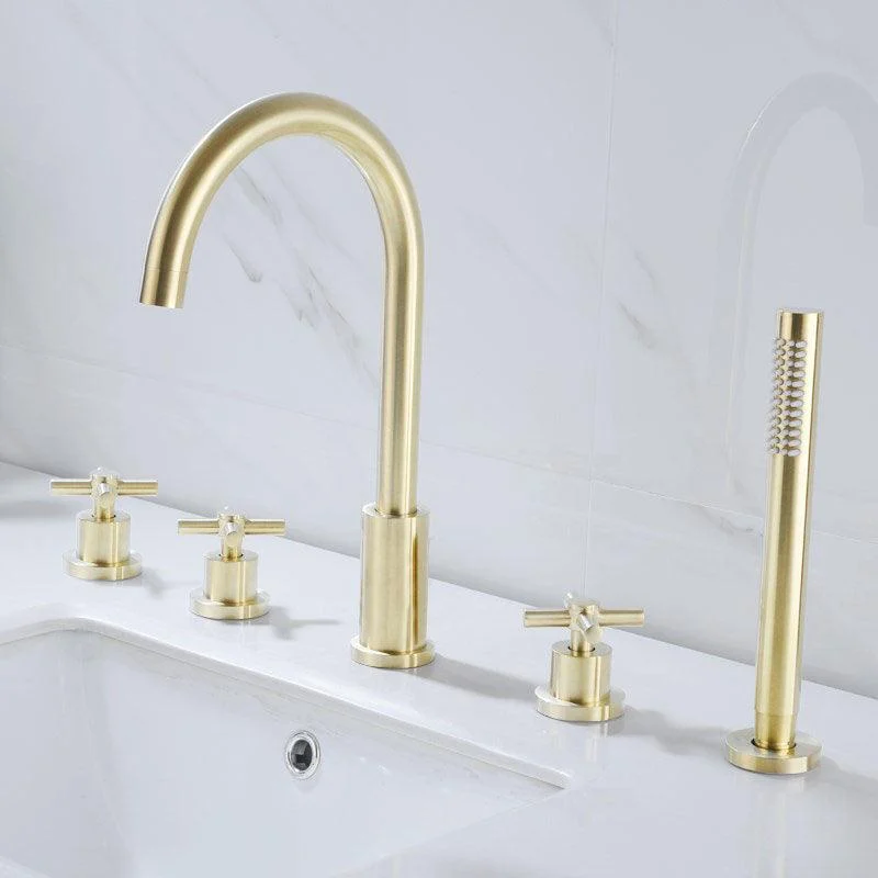 Modern Roman Tub Tap Set Copper Deck-Mount with Handles Bathtub Tap -Bathlova