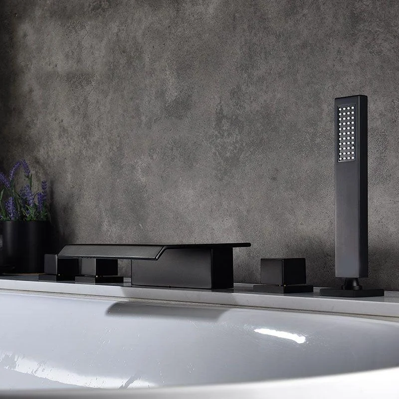 Modern Roman Tub Tap with Waterfall Spout Deck Mount Bathroom Tap -Bathlova