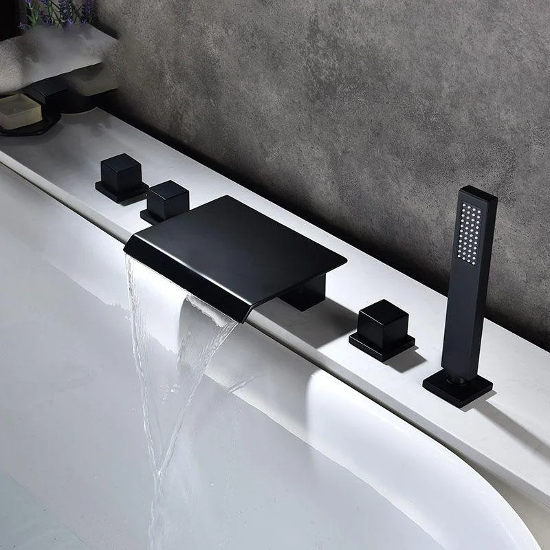 Modern Roman Tub Tap with Waterfall Spout Deck Mount Bathroom Tap -Bathlova