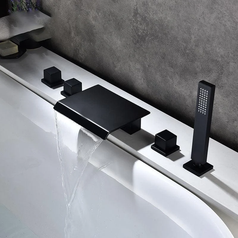 Modern Roman Tub Tap with Waterfall Spout Deck Mount Bathroom Tap -Bathlova