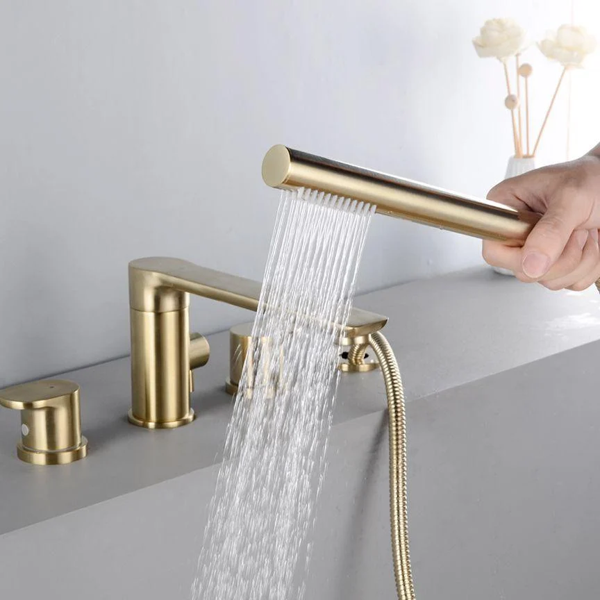 Modern Roman Tub Trim Brass Deck-Mount with Handshower Roman Bathtub Tap -Bathlova