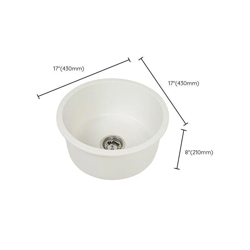 Modern Round Quartz Sink Solid Color Kitchen Sink with Tap -Bathlova