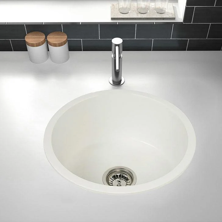 Modern Round Quartz Sink Solid Color Kitchen Sink with Tap -Bathlova