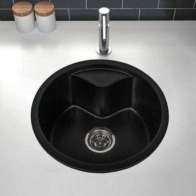 Modern Round Quartz Sink Solid Color Kitchen Sink with Tap -Bathlova