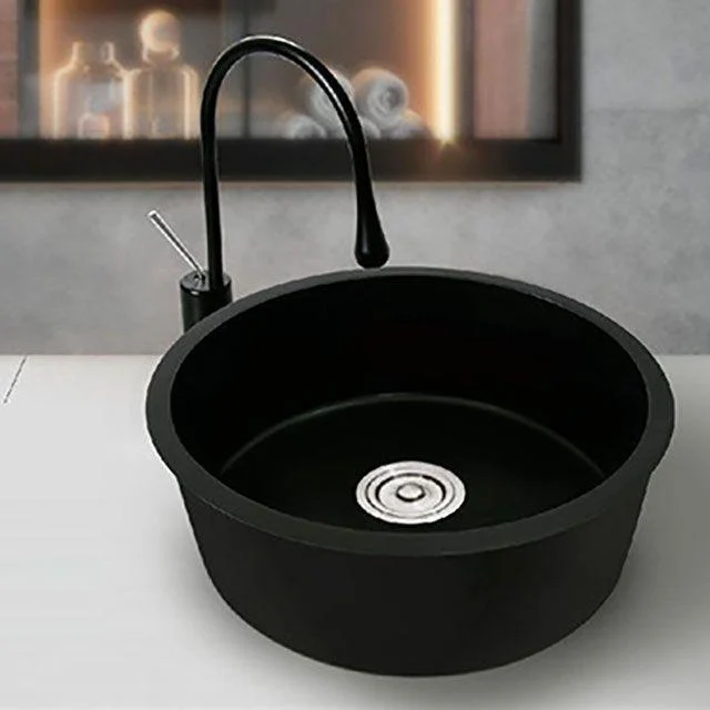 Modern Round Quartz Sink Solid Color Kitchen Sink with Tap -Bathlova