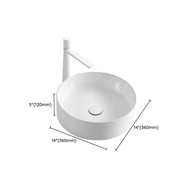 Modern Round Sink Ceramic Metal Undermount Bathroom Sink in White(Not Included Tap) -Bathlova