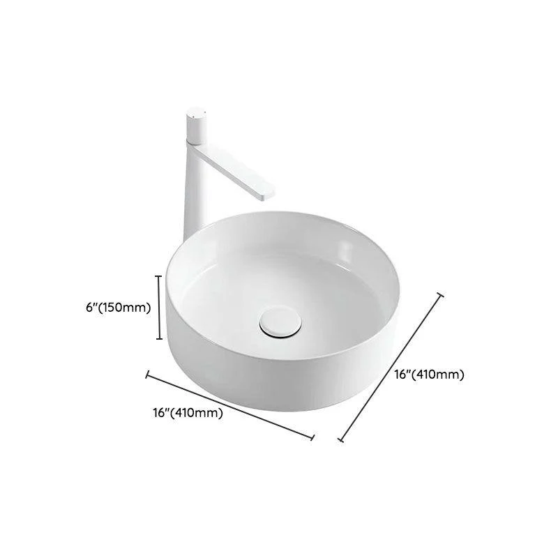 Modern Round Sink Ceramic Metal Undermount Bathroom Sink in White(Not Included Tap) -Bathlova