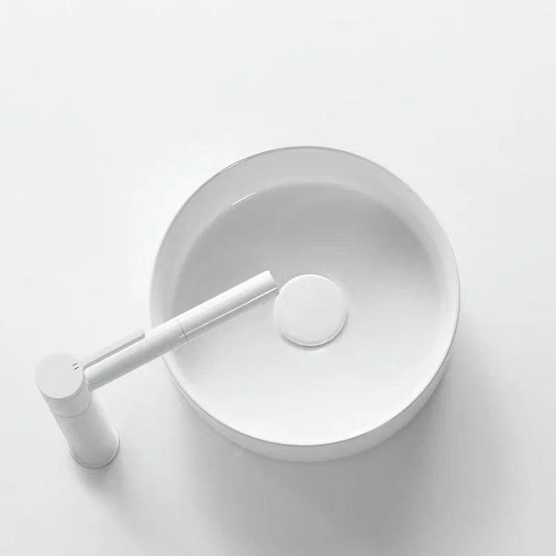 Modern Round Sink Ceramic Metal Undermount Bathroom Sink in White(Not Included Tap) -Bathlova