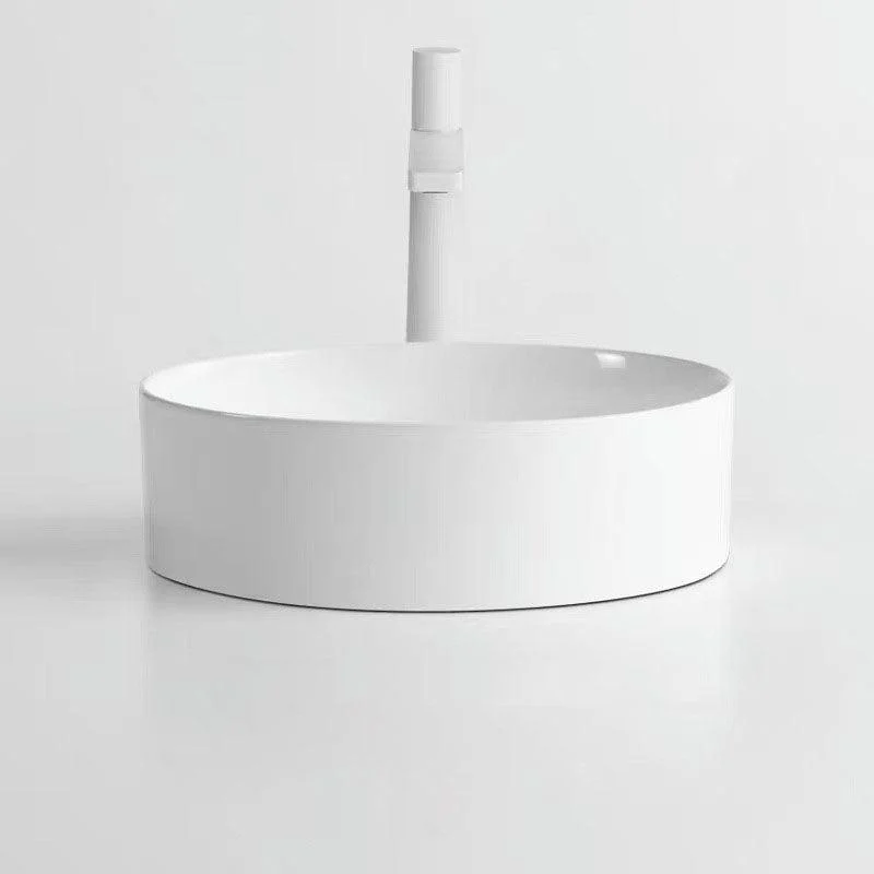 Modern Round Sink Ceramic Metal Undermount Bathroom Sink in White(Not Included Tap) -Bathlova