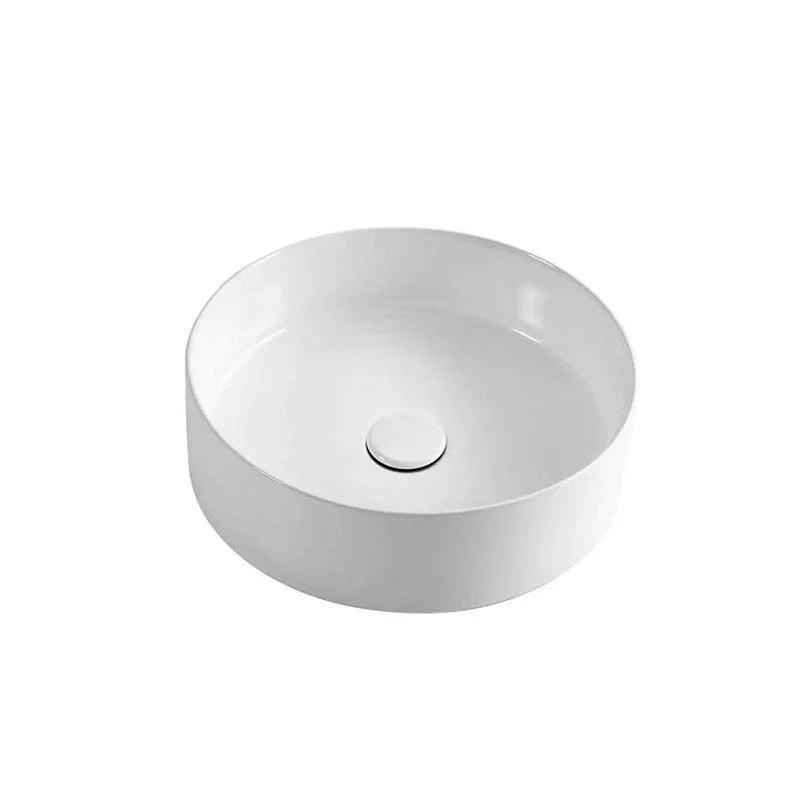 Modern Round Sink Ceramic Metal Undermount Bathroom Sink in White(Not Included Tap) -Bathlova