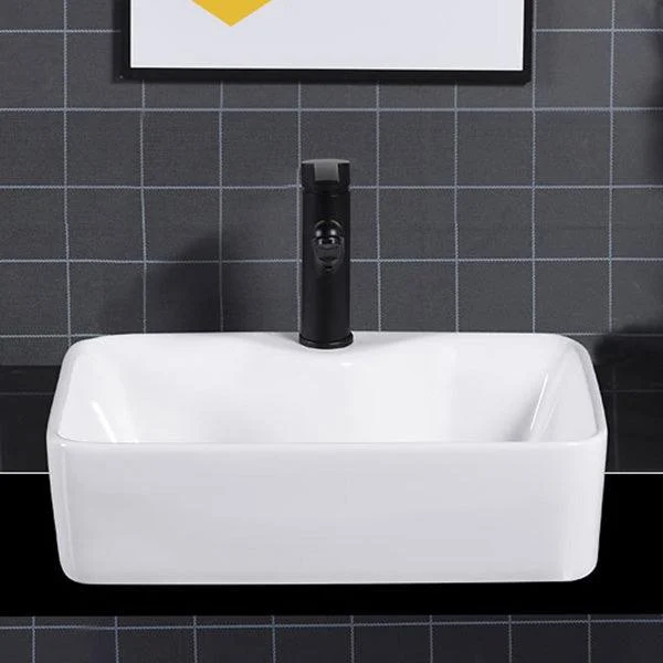 Modern Semi-Recessed Vessel Porcelain with Overflow And Drain Assembly Bathroom Sink -Bathlova