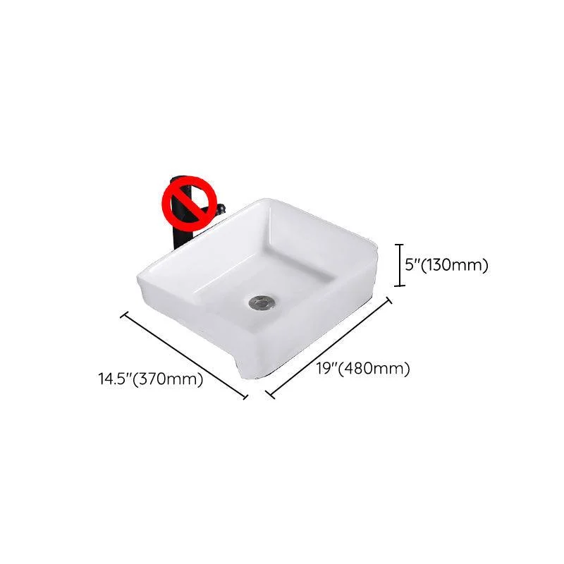 Modern Semi-Recessed Vessel Porcelain with Overflow And Drain Assembly Bathroom Sink -Bathlova