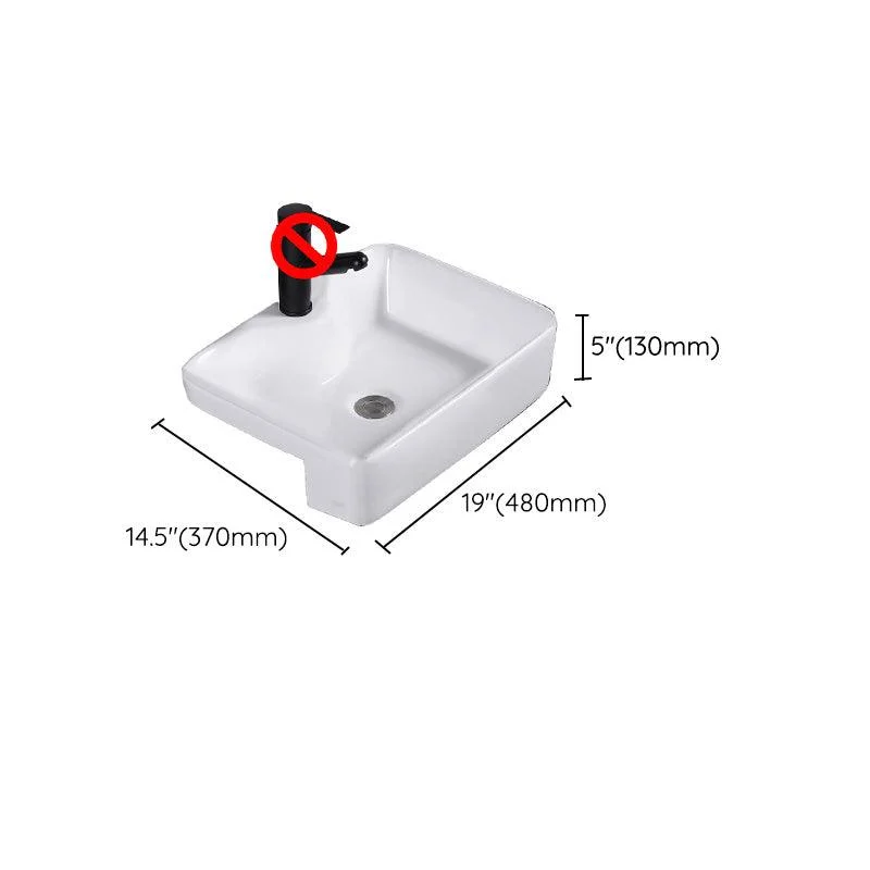 Modern Semi-Recessed Vessel Porcelain with Overflow And Drain Assembly Bathroom Sink -Bathlova