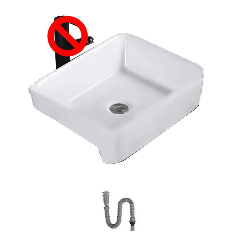 Modern Semi-Recessed Vessel Porcelain with Overflow And Drain Assembly Bathroom Sink -Bathlova