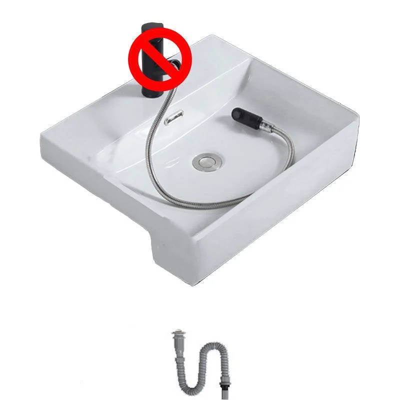 Modern Semi-Recessed Vessel Porcelain with Overflow And Drain Assembly Bathroom Sink -Bathlova