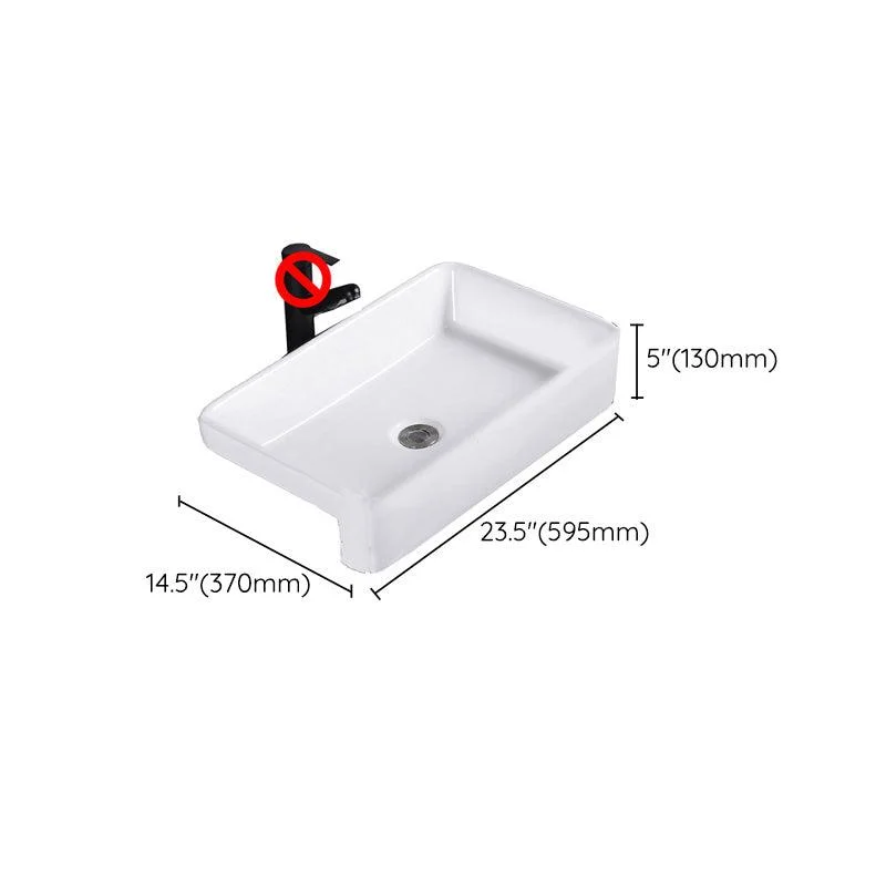 Modern Semi-Recessed Vessel Porcelain with Overflow And Drain Assembly Bathroom Sink -Bathlova